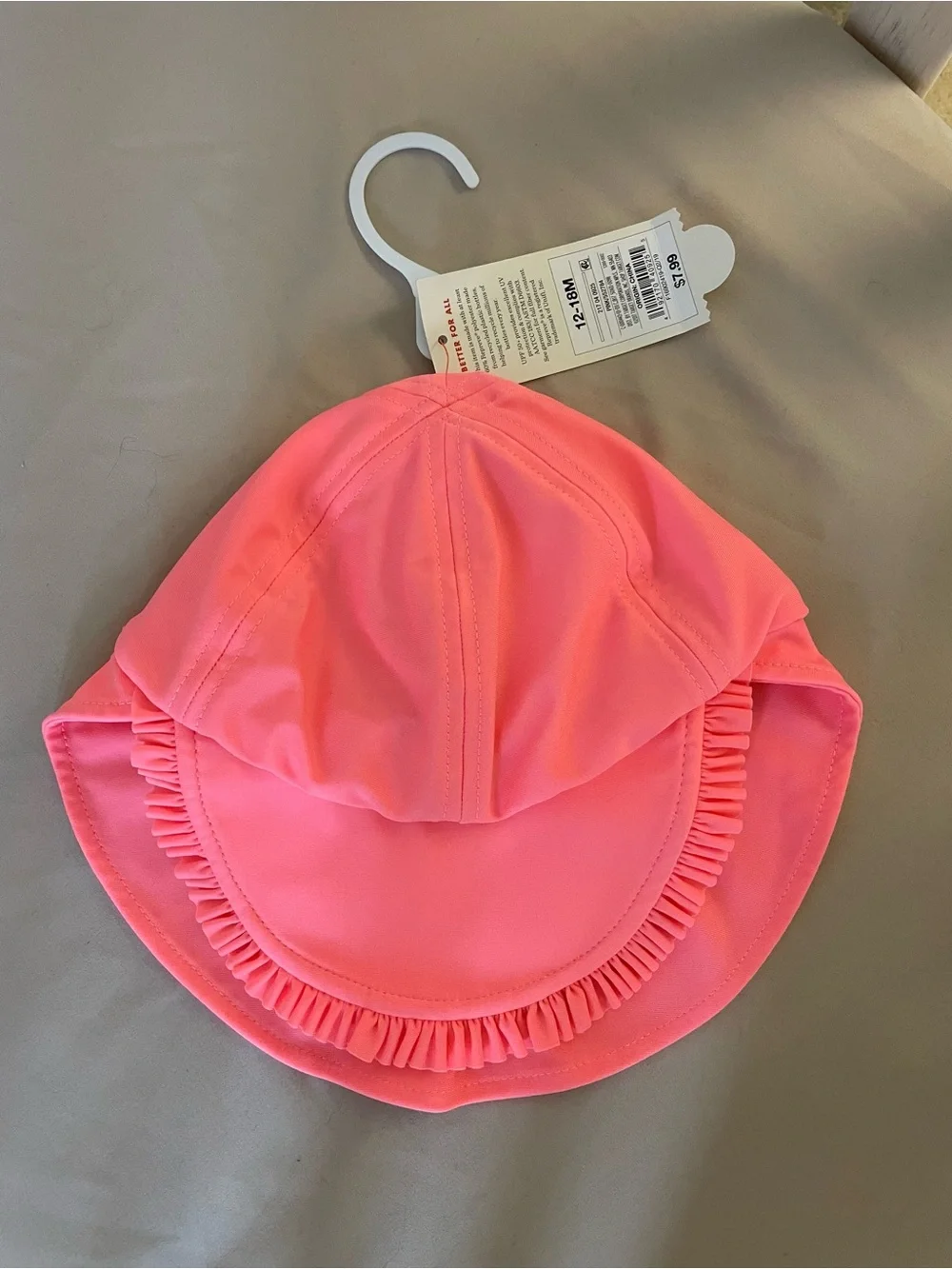 New with Tags-Cat & Jack Coral Pink Ruffle-Trim Sun Hat for Kids